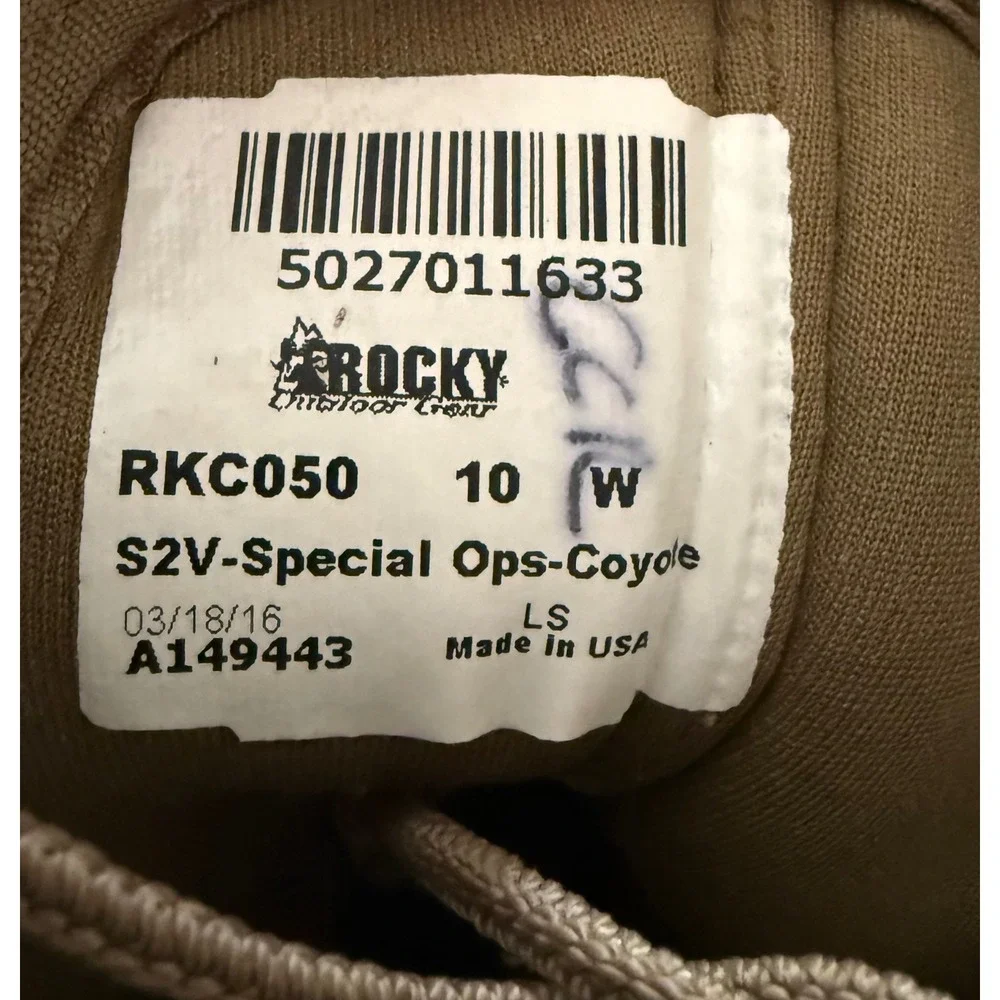 Rocky S2V Special Ops Boots Mens 10W Coyote Brown Good Tactical Vibram RKC050